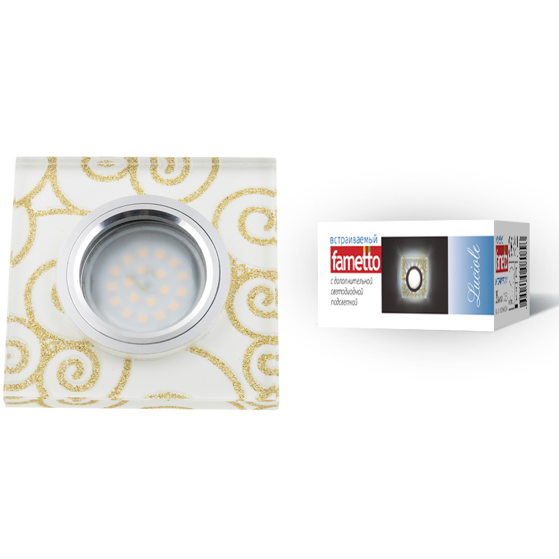 DLS-L207 GU5.3 CHROME/WHITE Светильник декоративный встраиваемый, серия Luciole. Квадратный. Без лам DLS-L207 GU5.3 CHROME/WHITE Светильник декоративный встраиваемый, серия Luciole. Квадратный. Без лам