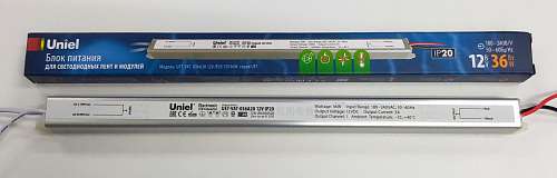 UET-VAT-036A20 12V IP20 Блок питания ультратонкий, 36Вт. Металлический корпус. TM Uniel